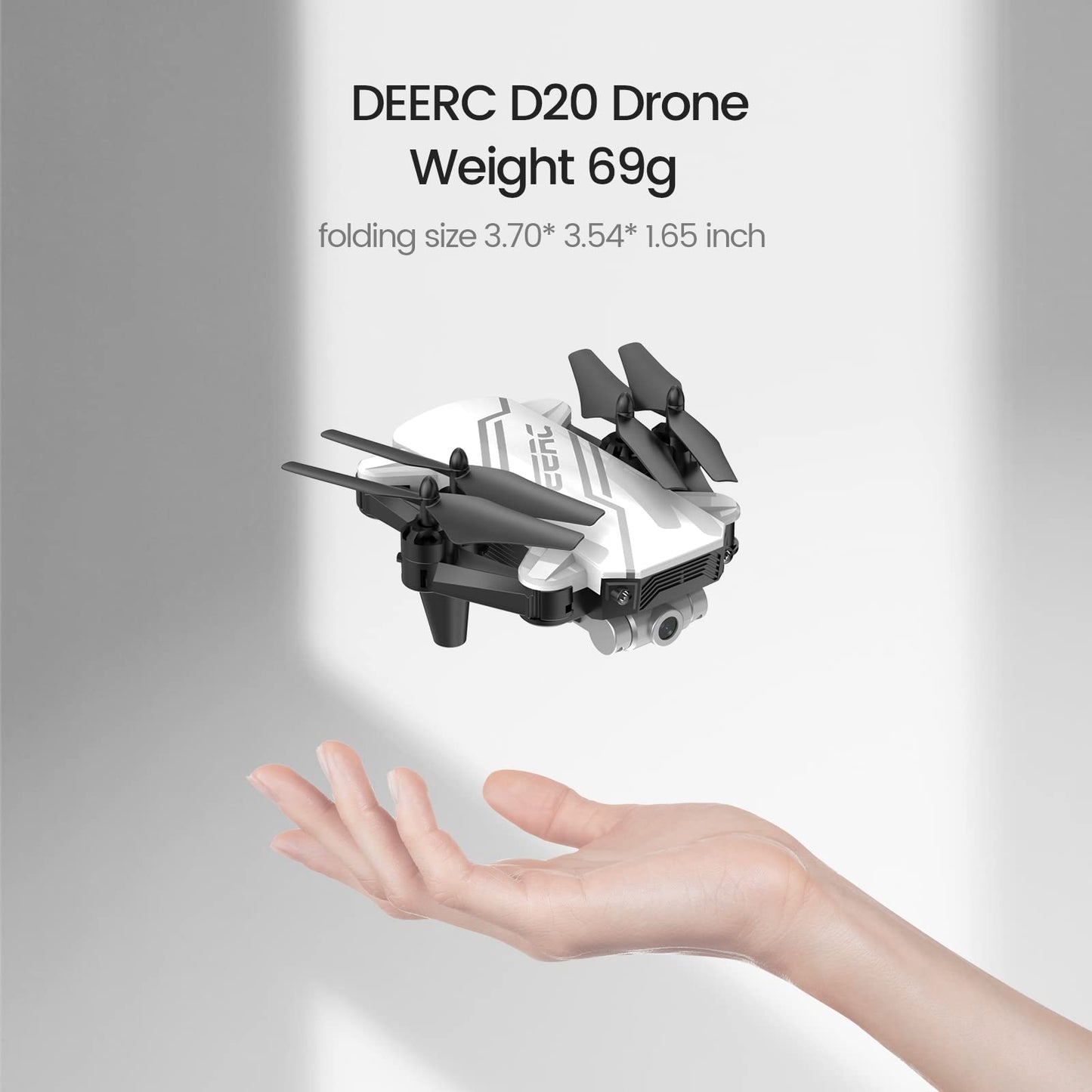 DEERC D20 Mini Drone con cámara para niños, juguetes de control remoto regalos para niños niñas con control de voz, selfie de gestos, retención de altitud, control de gravedad, inicio con una tecla, volteos 3D 2 baterías, 1 pieza, azul