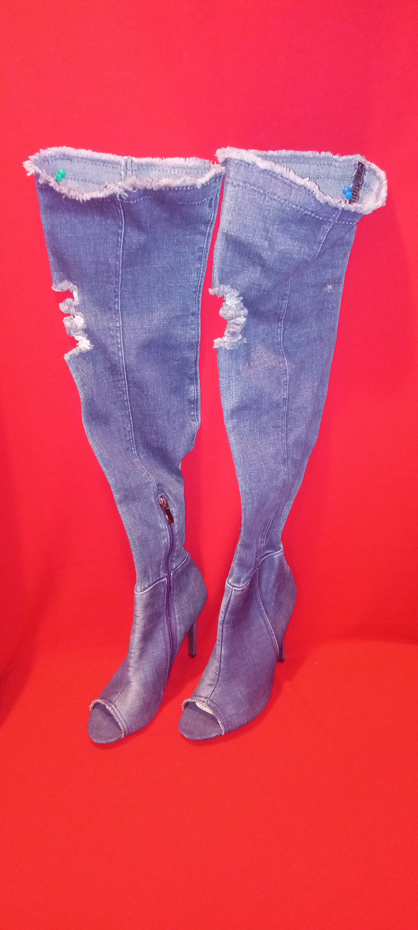 Shoes Boot Long Jeans Blue Used