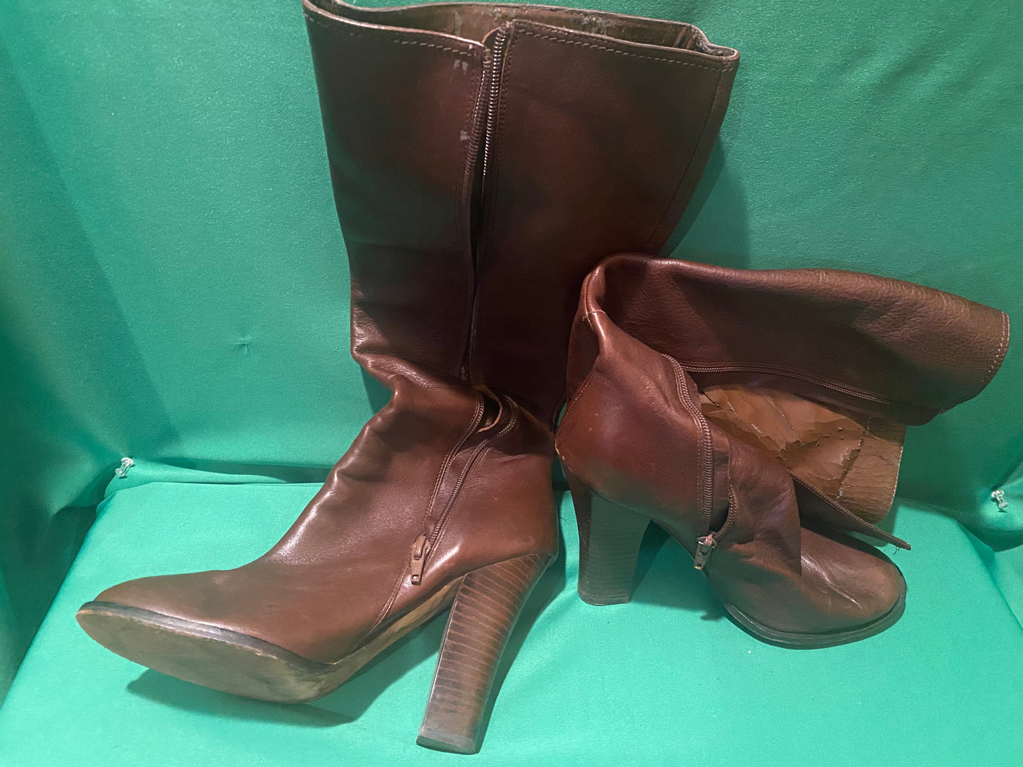 Shoes Boot Long Bebe Leather Brown Used