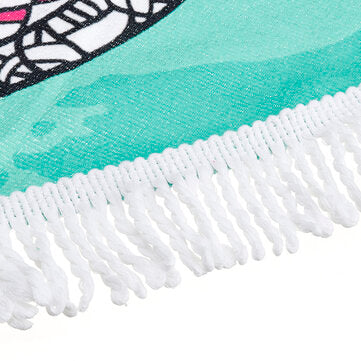 1/1.5m Round Yoga Mats Multi-purpose Beach Towel Tassel Tapestry Non Slip Blankets