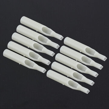 10Pcs Steriled Tattoo Disposable White Plastic Flat Nozzle Tube Tip Mixed Sizes