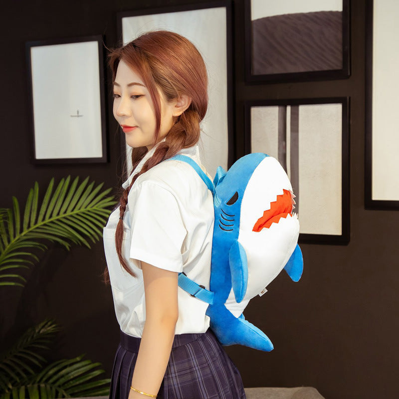 Cartoon shark backpack plush toy aquarium shark doll children's backpack crossbody bag baby doll