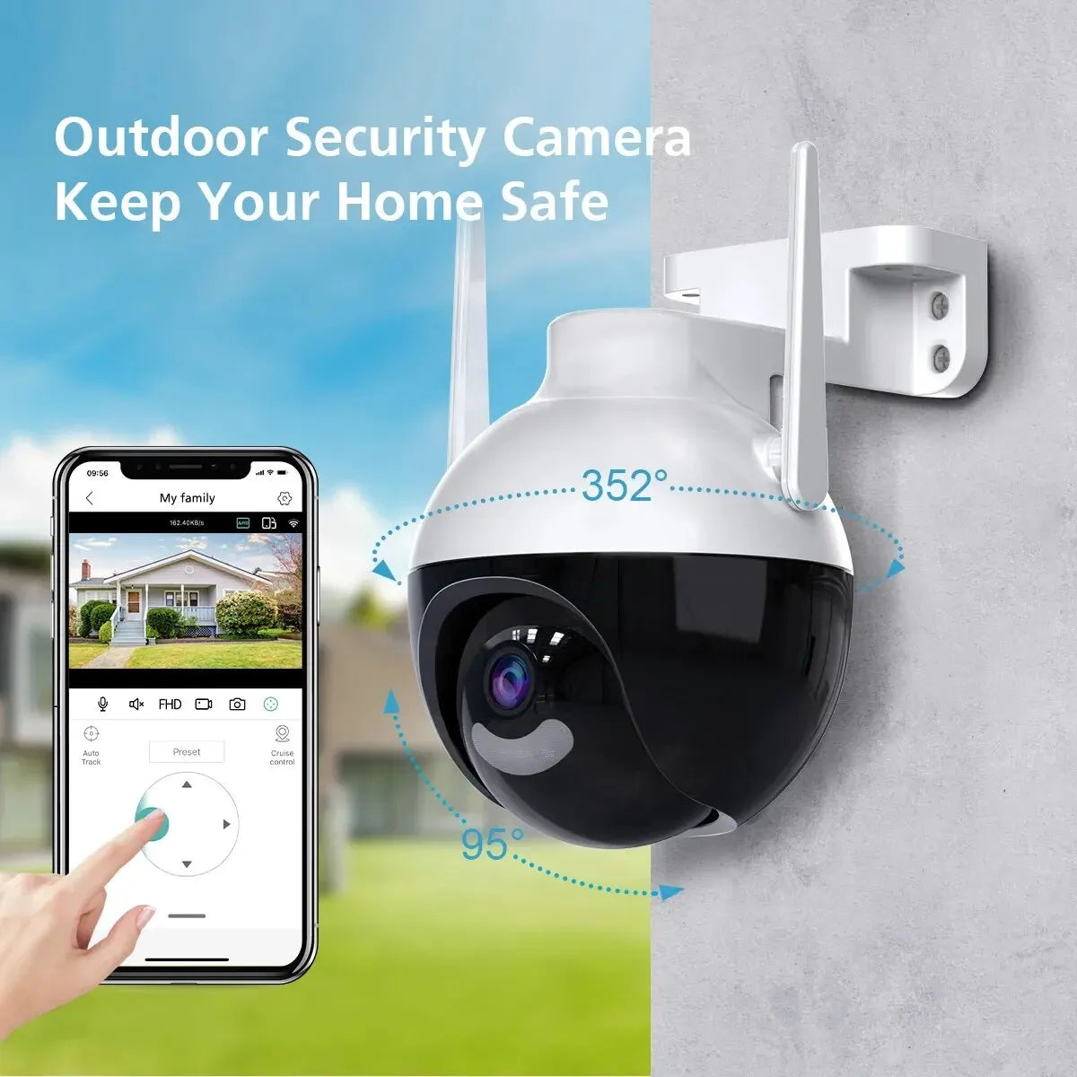 4K 8MP PTZ IP Camera 5xZoom Human Detection Video Surveillance Camera WiFi Outdoor Color Night Vision Security Protection Camera
