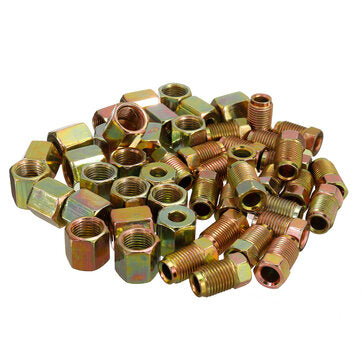 25x Male+25x Female M10 Copper Brake Pipe Fittings Metric Nuts For 3/16