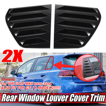 For VW GOLF MK6 2010-2014 Glossy Black Rear Window Louver Shutter Cover Trim