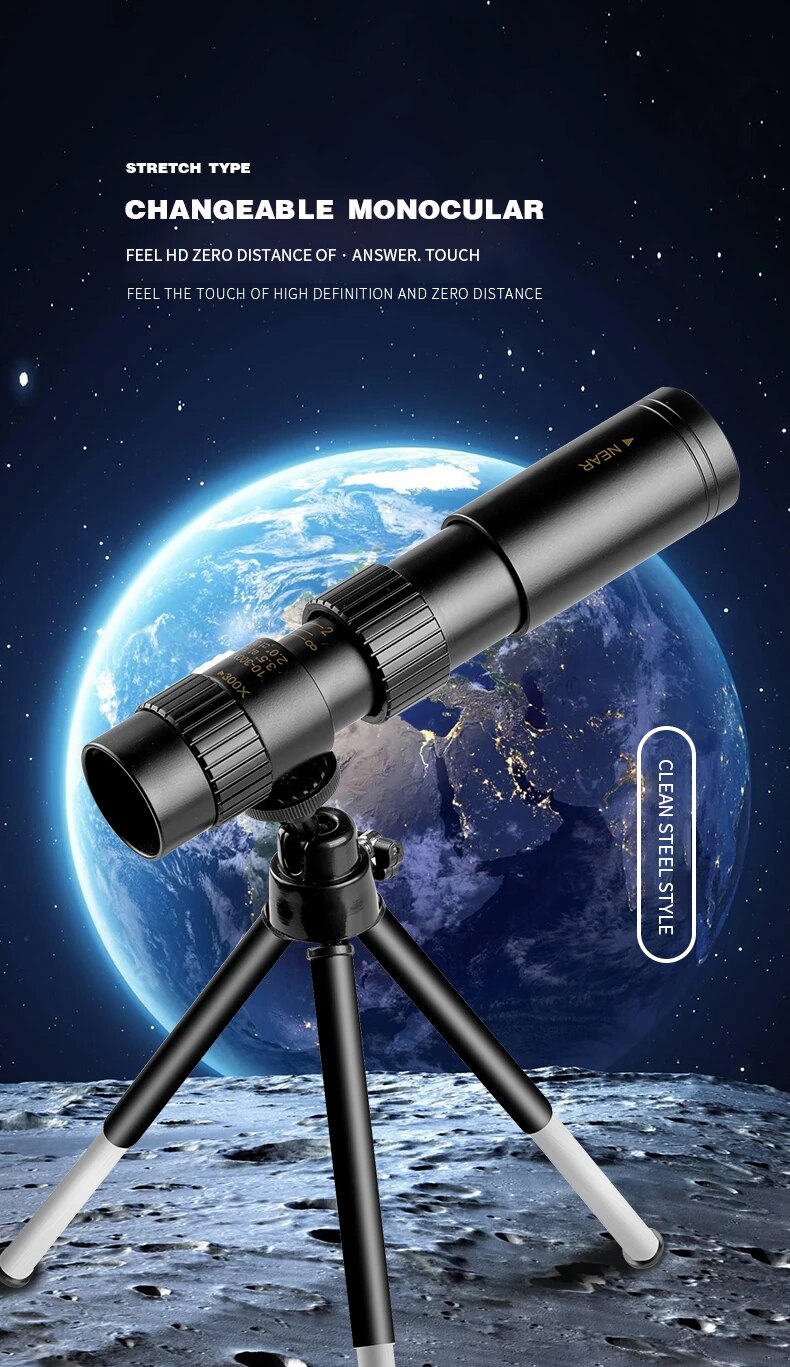 10-300x40mm Monocular Telescope Professional Bak4 Lens HD Metal Lll Night Vision Monocular Telescope For Hunting Tourism Camping