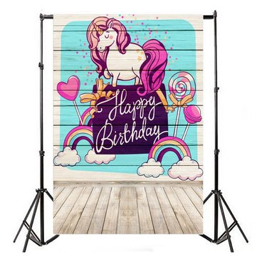 5x7ft Happy Birthday Lollipop Unicorn Photography Backdrop Studio Prop Background